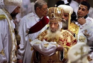 Pope Shenouda III, Coptic Cathedral in Cairo Jan. 7, 2010.jpg